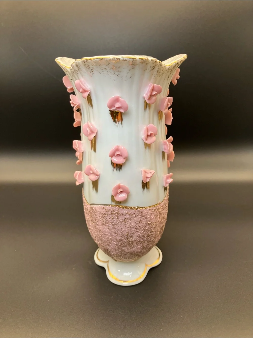Vintage Pink Floral Accent Vase